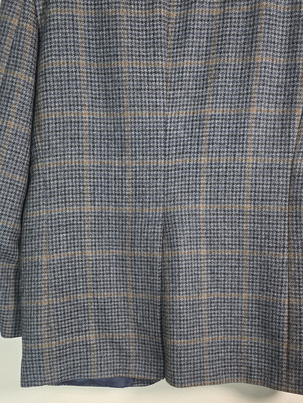 Vintage Lands' End Navy and Brown Plaid  Wool/ Alpaca Blend  Blazer Size 40R